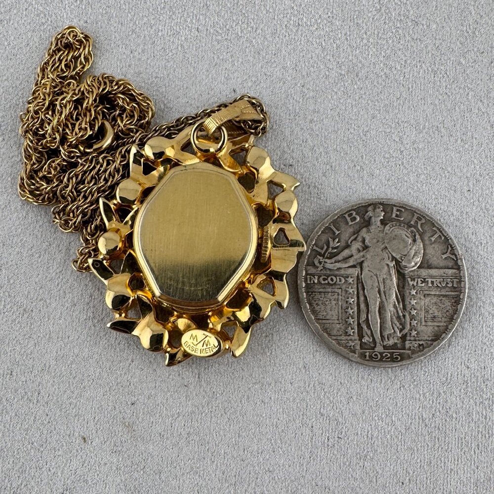 Vintage Oris Pendant Watch Gold with Cultured Pearls and Rhinestones - Picture 5 of 6